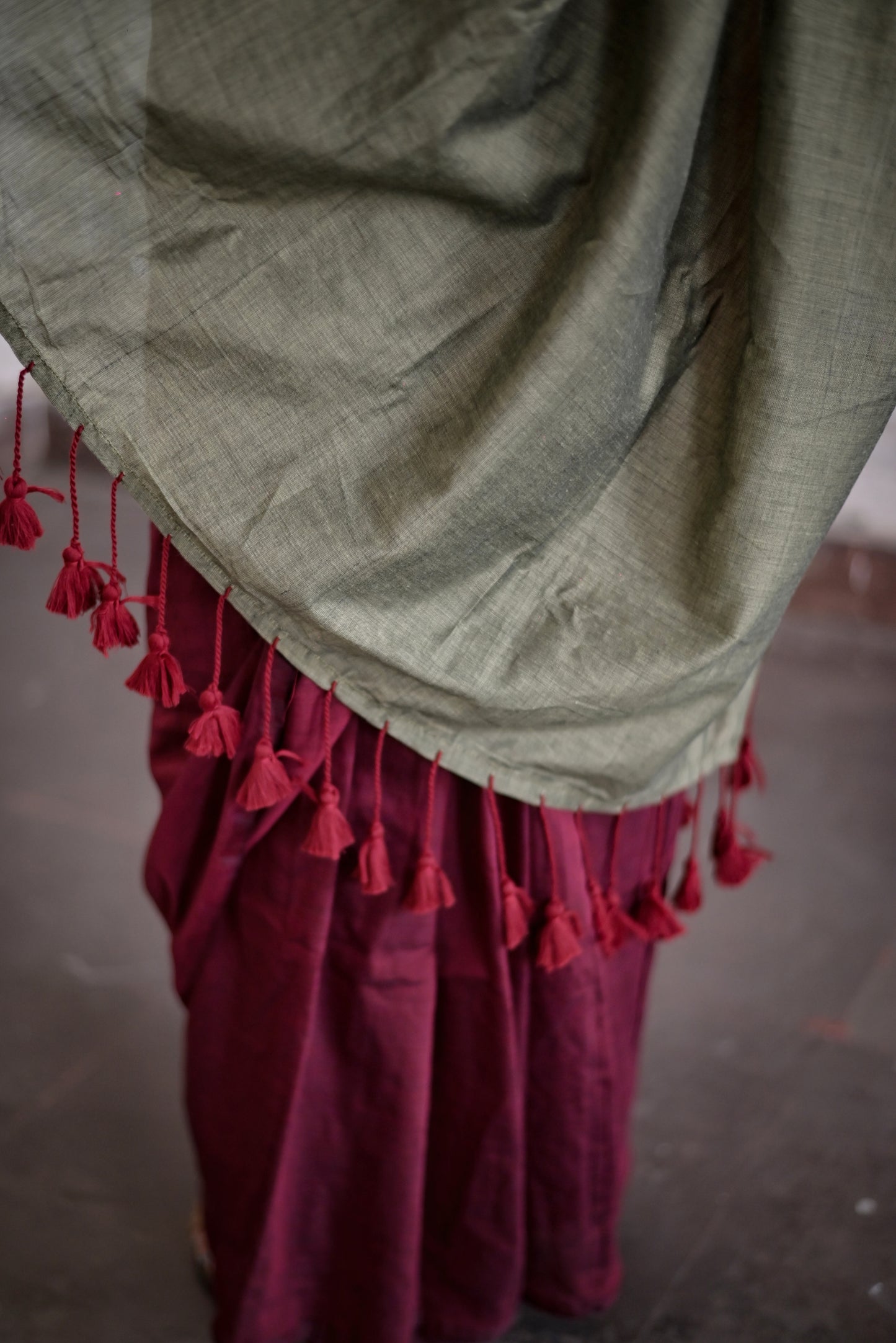 Raag Varnam Maroon Khadi Handloom Saree with Designer Blouse