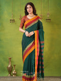 Narayanpet Green Cotton Saree by Raag Varnam | Mercerized Finish With 2 Blouses Included