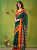 Narayanpet Green Cotton Saree by Raag Varnam | Mercerized Finish With 2 Blouses Included