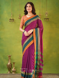 Narayanpet Pink Cotton Saree by Raag Varnam | Mercerized Finish With 2 Blouses Included