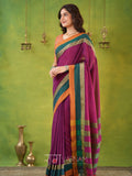 Narayanpet Pink Cotton Saree by Raag Varnam | Mercerized Finish With 2 Blouses Included