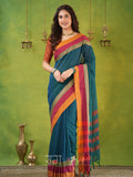 Narayanpet Rama Green Cotton Saree by Raag Varnam | Mercerized Finish With 2 Blouses Included