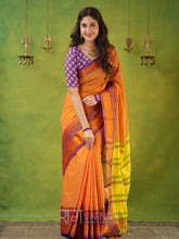 Narayanpet Mustrad Yellow Cotton Saree by Raag Varnam | Mercerized Finish With 2 Blouses Included