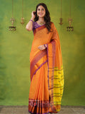 Narayanpet Mustrad Yellow Cotton Saree by Raag Varnam | Mercerized Finish With 2 Blouses Included