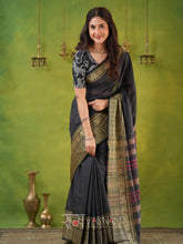 Narayanpet Grey Cotton Saree by Raag Varnam | Mercerized Finish With 2 Blouses Included