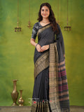 Narayanpet Grey Cotton Saree by Raag Varnam | Mercerized Finish With 2 Blouses Included