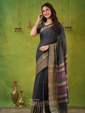 Narayanpet Grey Cotton Saree by Raag Varnam | Mercerized Finish With 2 Blouses Included