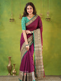 Narayanpet Pink Cotton Saree by Raag Varnam | Mercerized Finish With 2 Blouses Included