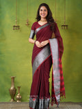 Raag Varnam Maroon Narayanpet Mercerized Cotton Saree