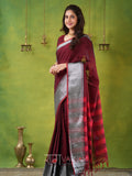Raag Varnam Maroon Narayanpet Mercerized Cotton Saree