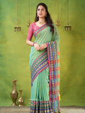 Narayanpet Green Cotton Saree by Raag Varnam | Mercerized Finish With 2 Blouses Included
