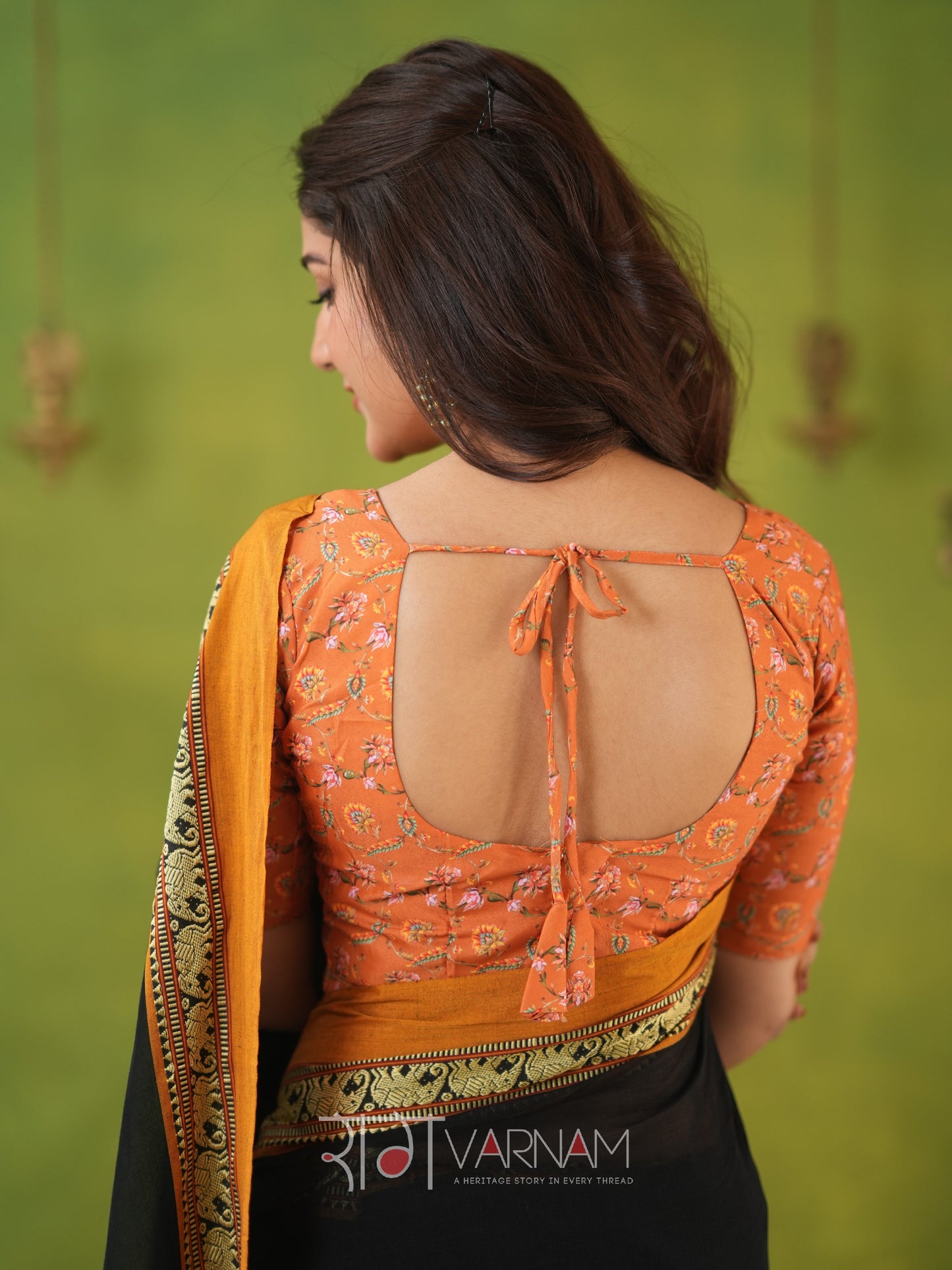Narayanpet Black Cotton Saree by Raag Varnam | Mercerized Finish With 2 Blouses Included