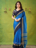 Narayanpet Sky Cotton Saree by Raag Varnam | Mercerized Finish With 2 Blouses Included
