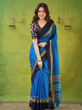 Narayanpet Sky Cotton Saree by Raag Varnam | Mercerized Finish With 2 Blouses Included