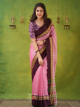 Narayanpet Pink Cotton Saree by Raag Varnam | Mercerized Finish With 2 Blouses Included