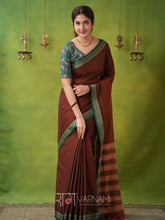 Narayanpet Brown Cotton Saree by Raag Varnam | Mercerized Finish With 2 Blouses Included