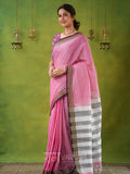 Narayanpet Pink Cotton Saree by Raag Varnam | Mercerized Finish With 2 Blouses Included