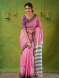 Narayanpet Pink Cotton Saree by Raag Varnam | Mercerized Finish With 2 Blouses Included