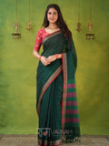 Narayanpet Green Cotton Saree by Raag Varnam | Mercerized Finish With 2 Blouses Included