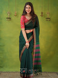 Narayanpet Green Cotton Saree by Raag Varnam | Mercerized Finish With 2 Blouses Included