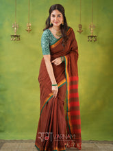 Narayanpet Brown Cotton Saree by Raag Varnam | Mercerized Finish With 2 Blouses Included
