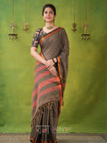 Narayanpet Grey Cotton Saree by Raag Varnam | Mercerized Finish With 2 Blouses Included