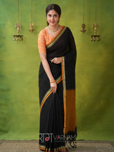 Narayanpet Black Cotton Saree by Raag Varnam | Mercerized Finish With 2 Blouses Included