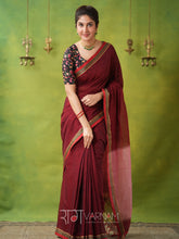 Narayanpet Maroon Cotton Saree by Raag Varnam | Mercerized Finish With 2 Blouses Included