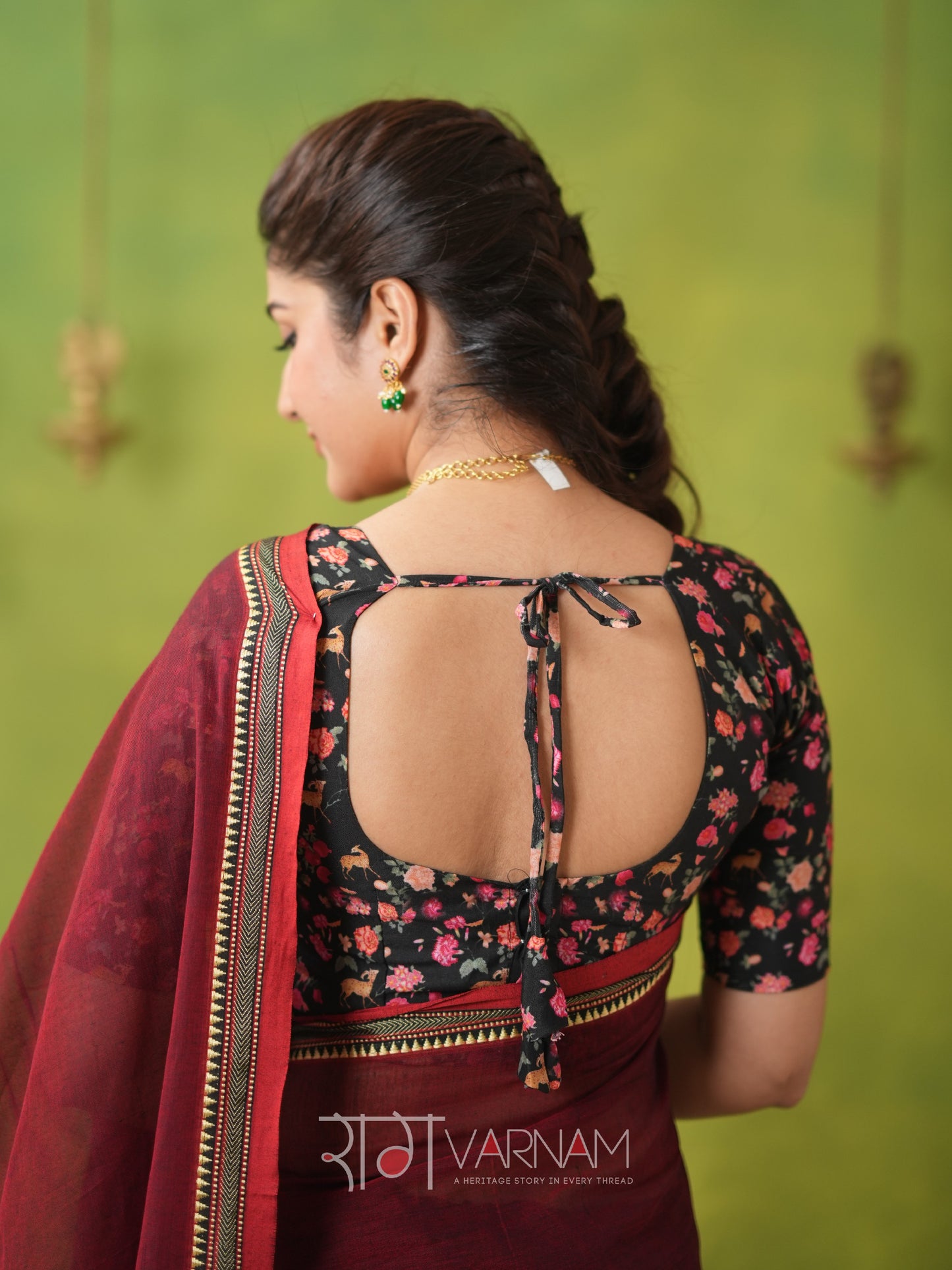 Narayanpet Maroon Cotton Saree by Raag Varnam | Mercerized Finish With 2 Blouses Included
