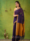 Narayanpet Violet Cotton Saree by Raag Varnam | Mercerized Finish With 2 Blouses Included