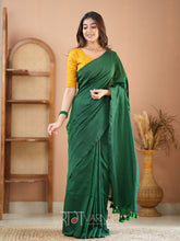 Raag Varnam Green Handloom Cotton Saree With Designer Blouse