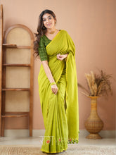Raag Varnam Green Handloom Cotton Saree With Designer Blouse