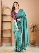 Raag Varnam Rama Green Handloom Cotton Saree With Designer Blouse
