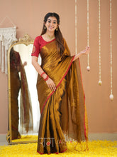 Raag Varnam Gold Handloom Tissue Saree With Designer Blouse
