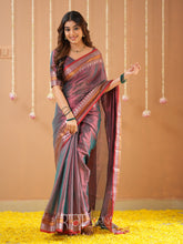 Raag Varnam Copper Handloom Tissue Saree With Designer Blouse