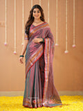 Raag Varnam Copper Handloom Tissue Saree With Designer Blouse
