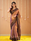Raag Varnam Copper Handloom Tissue Saree With Designer Blouse