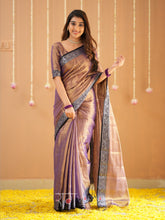 Raag Varnam Copper Handloom Tissue Saree With Designer Blouse