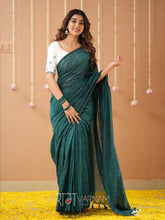 Raag Varnam Teal Green Handloom Cotton Saree with Designer Blouse