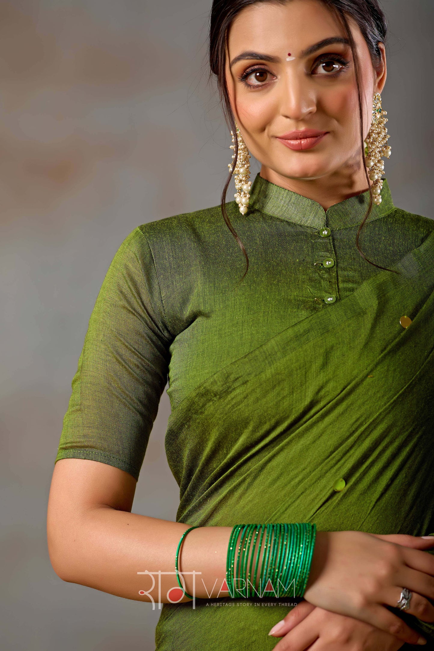 Raag Varnam Green Handloom Gini Cotton Saree