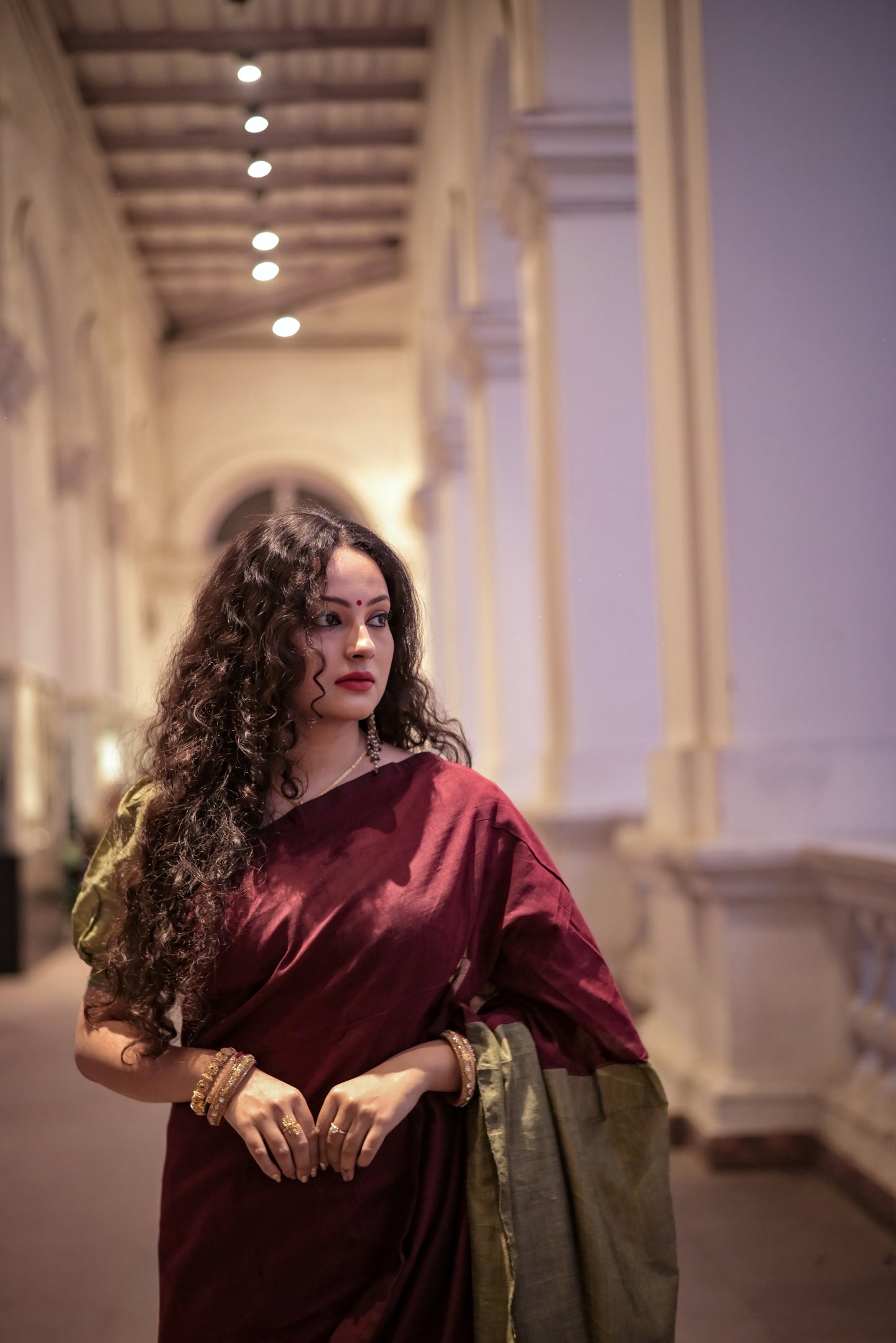 Raag Varnam Maroon Khadi Handloom Saree with Designer Blouse