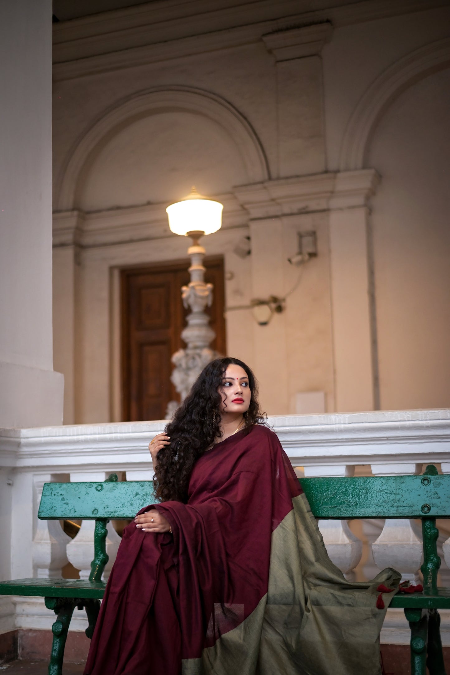 Raag Varnam Maroon Khadi Handloom Saree with Designer Blouse