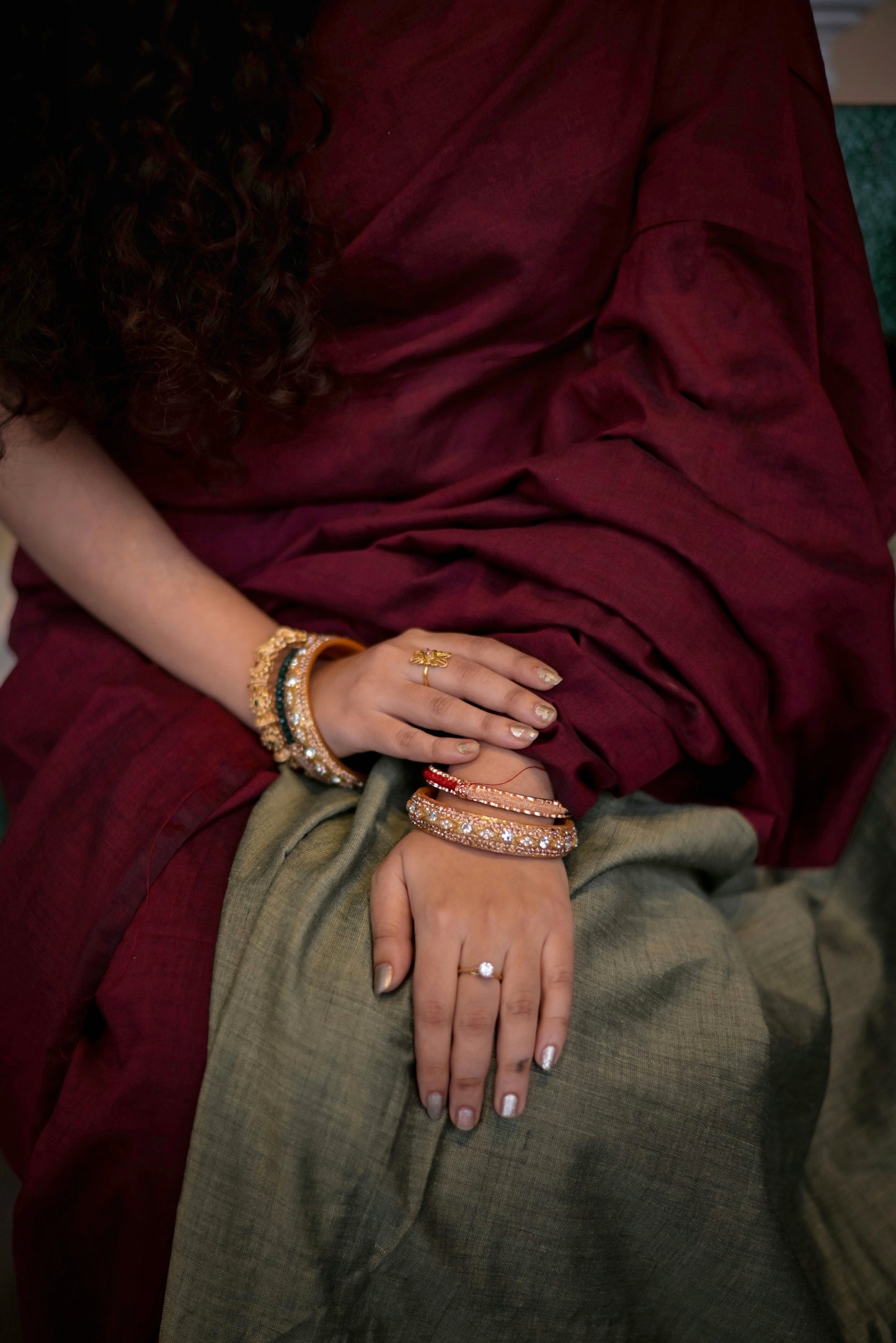 Raag Varnam Maroon Khadi Handloom Saree with Designer Blouse