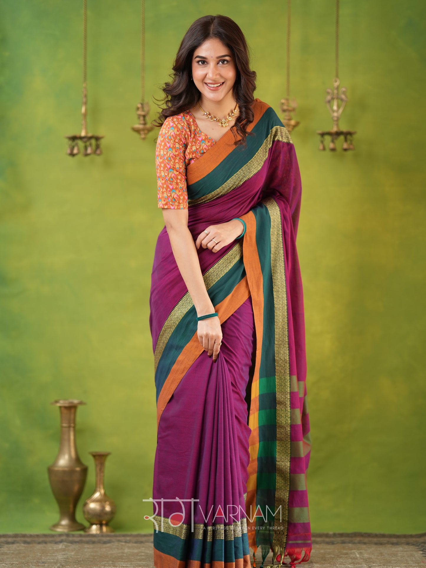 Narayanpet Pink Cotton Saree by Raag Varnam | Mercerized Finish With 2 Blouses Included