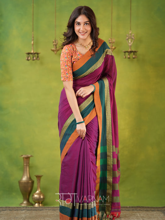 Narayanpet Pink Cotton Saree by Raag Varnam | Mercerized Finish With 2 Blouses Included