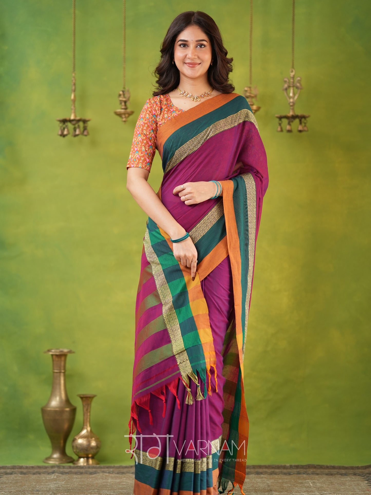 Narayanpet Pink Cotton Saree by Raag Varnam | Mercerized Finish With 2 Blouses Included