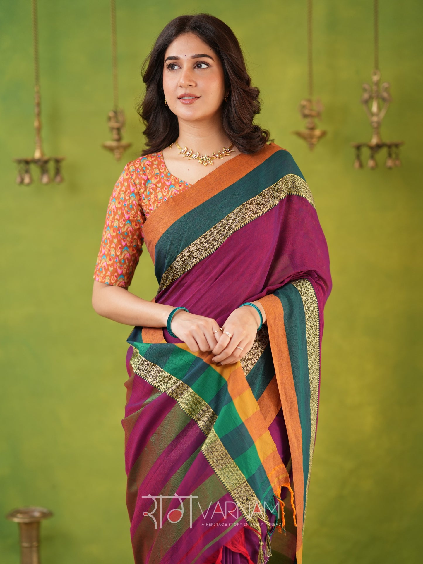 Narayanpet Pink Cotton Saree by Raag Varnam | Mercerized Finish With 2 Blouses Included