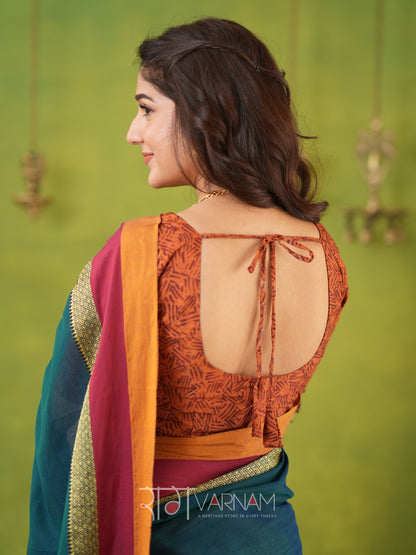 Narayanpet Rama Green Cotton Saree by Raag Varnam | Mercerized Finish With 2 Blouses Included