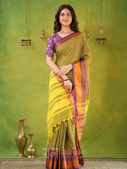 Narayanpet Dusty Cotton Saree by Raag Varnam | Mercerized Finish With 2 Blouses Included