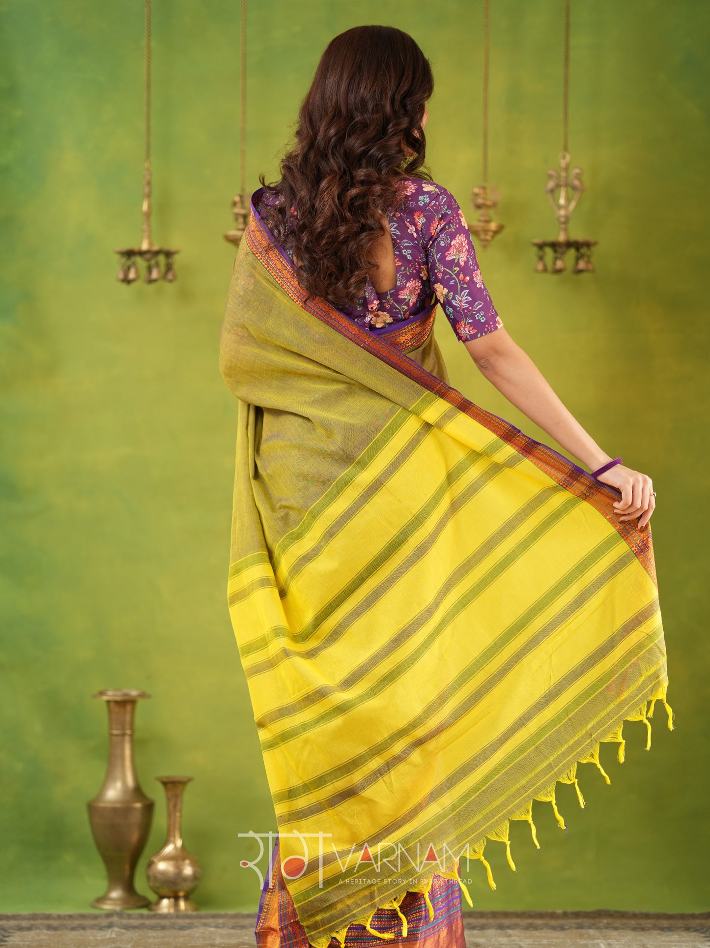 Narayanpet Dusty Cotton Saree by Raag Varnam | Mercerized Finish With 2 Blouses Included